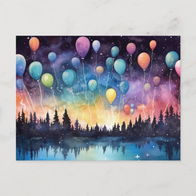 Postale Carte de vœux d'anniversaire au bord d'un lac esth (Devant)