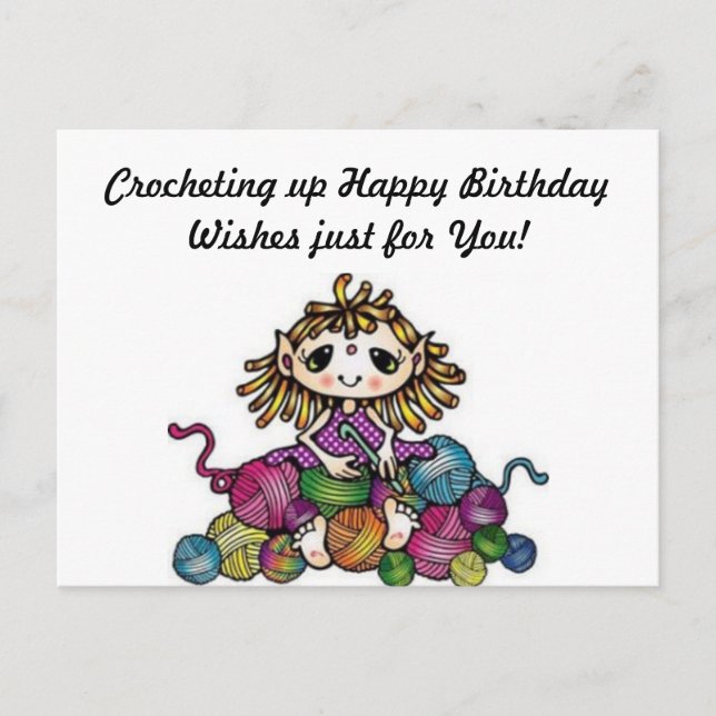 Postale Carte de vœux d'anniversaire au crochet (Devant)