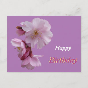 Postale Carte de vœux d'anniversaire aux fleurs roses de P