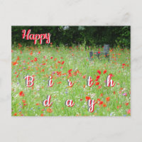 Carte de vœux d'anniversaire avec coquelicots et f