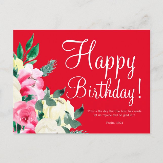 Postale Carte de vœux d'anniversaire avec verset biblique  (Devant)