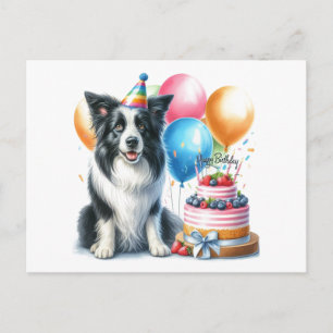 Postale Carte de vœux d'anniversaire Border Collie mignonn