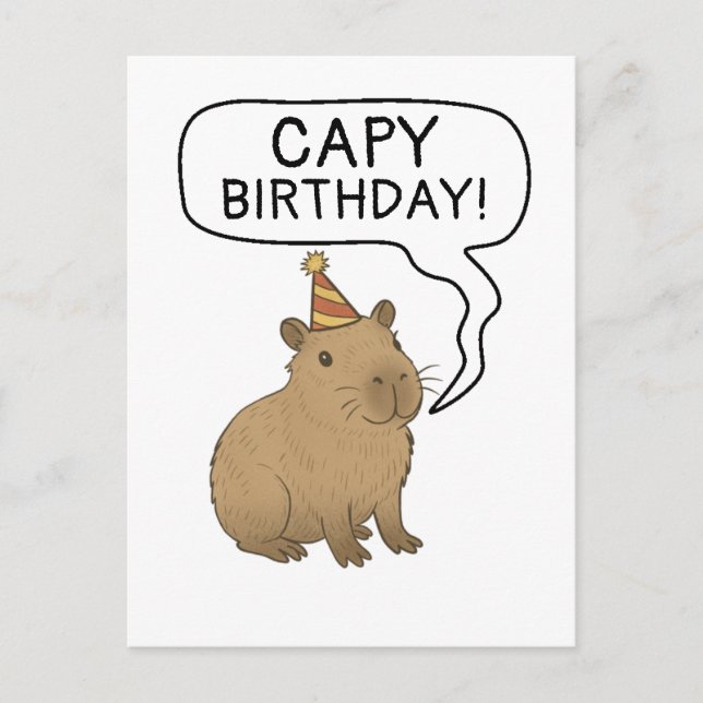 Postale Carte de vœux d'anniversaire Capy Capybara Pun Lov (Devant)