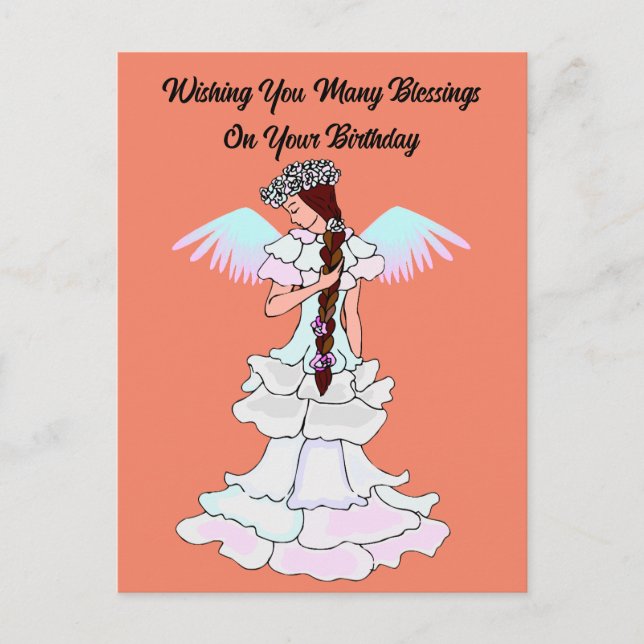 Postale Carte de vœux d'anniversaire de l'ange adorable (Devant)