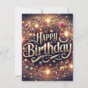 Postale Carte de vœux d'anniversaire élégante et vibrante