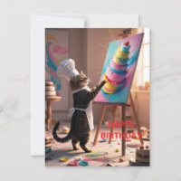 Carte de vœux d'anniversaire Funny Cat Cake