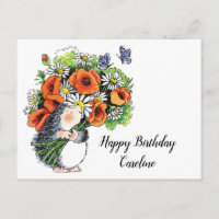 Carte de vœux d'anniversaire Hérisson Fantaisie et