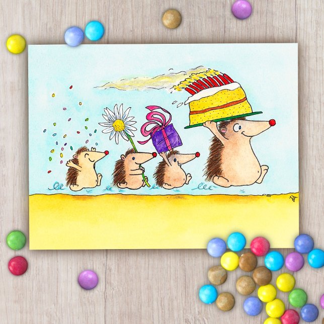 Postale Carte de vœux d'anniversaire Hérisson Mignon  (Créateur téléchargé)