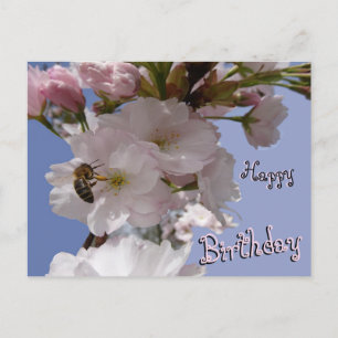 Postale Carte de vœux d'anniversaire Jolies Fleurs & Abeil