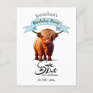 Postale Carte de vœux d'anniversaire joyeux garçon vache