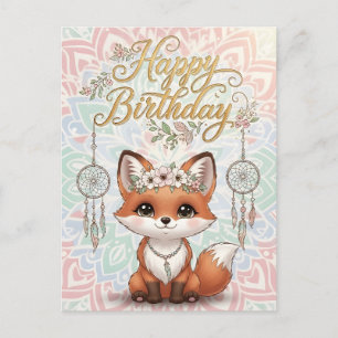 Postale Carte de vœux d'anniversaire mignonne et bohème av