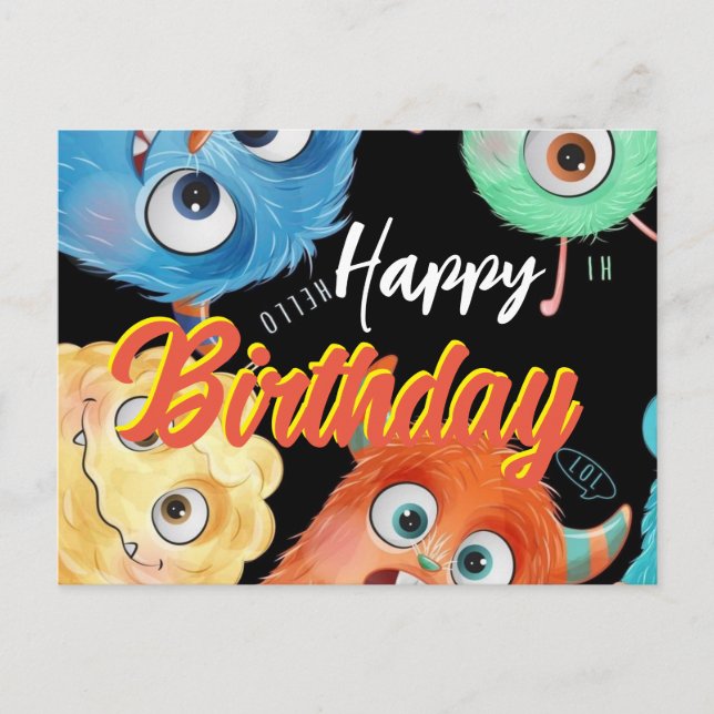 Postale carte de voeux d'anniversaire monsters inc (Devant)