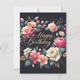 Postale Carte de vœux d'anniversaire - motif floral