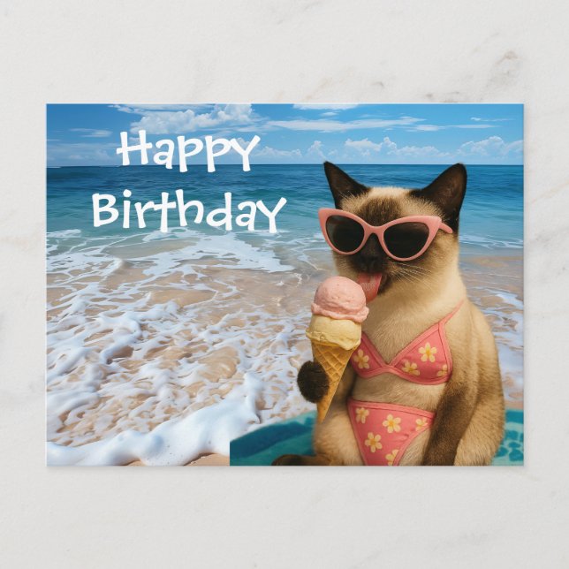 Postale Carte de vœux d'anniversaire pour amoureux de chat (Devant)