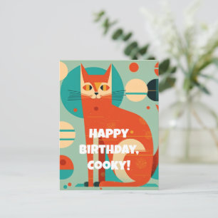 Postale Carte de vœux d'anniversaire pour chat abstrait du
