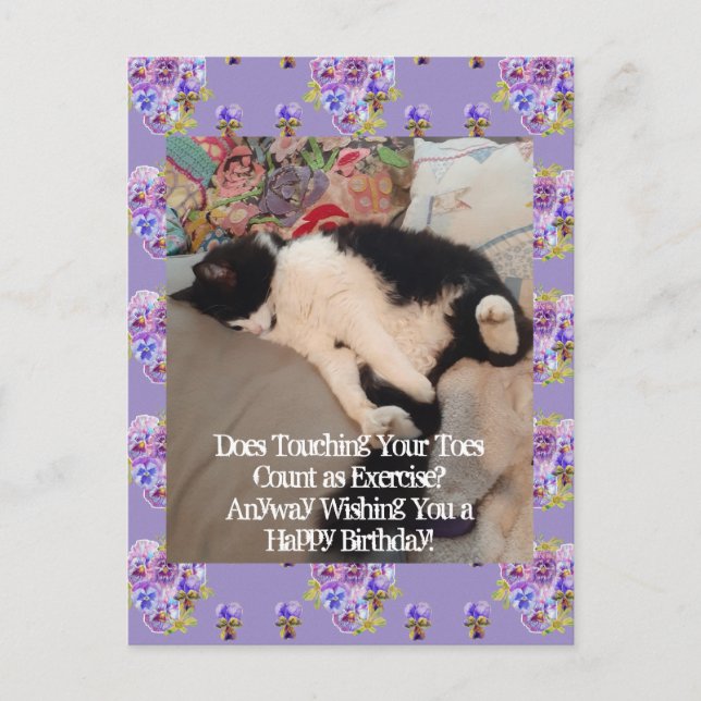 Postale Carte de vœux d'anniversaire pour chat smoking mig (Devant)
