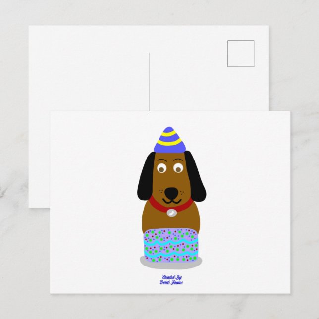 Postale Carte de vœux d'anniversaire pour chiots (Devant / Derrière)