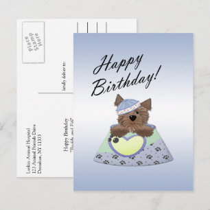 Postale Carte de vœux d'anniversaire pour garçon avec chie