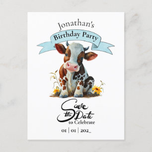 Postale Carte de vœux d'anniversaire pour garçon vache