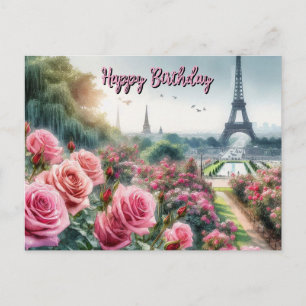 Postale Carte de vœux d'anniversaire pour la roseraie pari