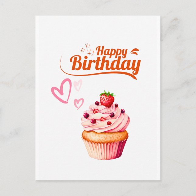 Postale Carte de Vœux d'Anniversaire pour une Douce Cupcak (Devant)
