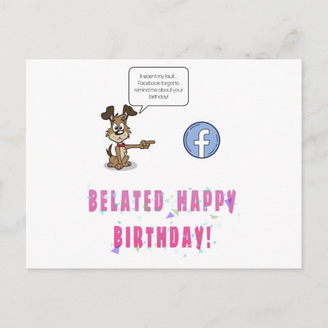 Postale Carte de voeux d'anniversaire tardive (Devant)