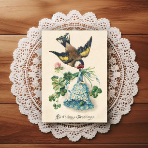 Postale Carte de vœux d'anniversaire vintage début 1900