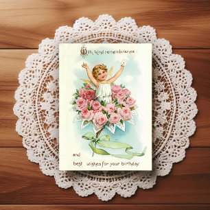 Postale Carte de vœux d'anniversaire vintage début 1900