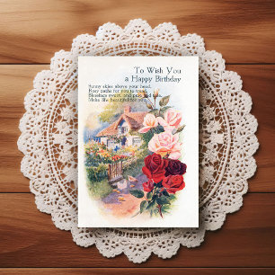 Postale Carte de vœux d'anniversaire vintage début 1900