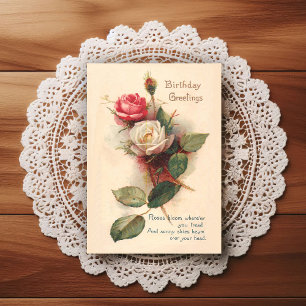 Postale Carte de vœux d'anniversaire vintage début 1900