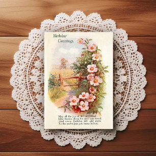 Postale Carte de vœux d'anniversaire vintage début 1900
