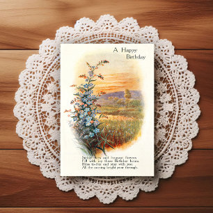 Postale Carte de vœux d'anniversaire vintage début 1900