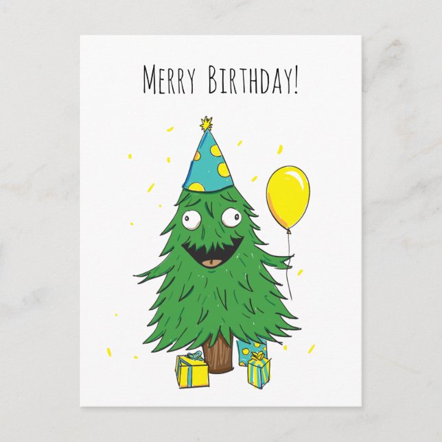 Postale Carte de vœux d'arbre de Noël d'anniversaire (Devant)