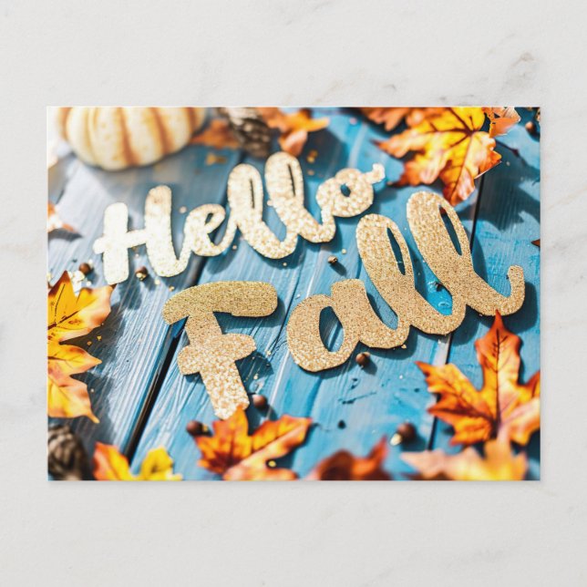 Postale Carte de vœux d'automne avec citrouilles et fleurs (Devant)