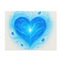 Carte de voeux de coeur bleu radiant - Lumière spi