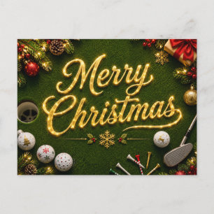 Postale Carte de vœux de golf de Noël Putting Green