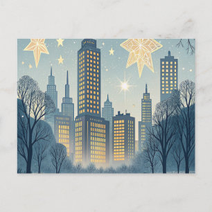 Postale Carte de vœux de Hanukkah sur la silhouette de la 