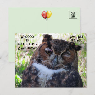 Postale Carte de vœux de hibou grand-duc pour anniversaire