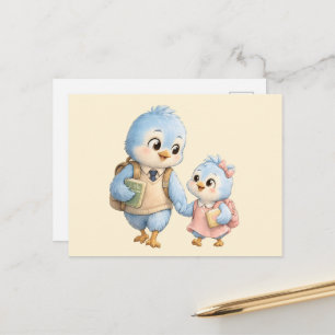 Postale Carte de vœux de la famille d'amis d'un oiseau ble