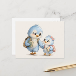 Postale Carte de vœux de la famille Petite Amitié d'Oiseau