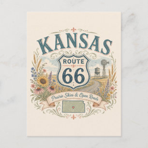 Postale Carte de voeux de la Route 66 dans la Prairie du K