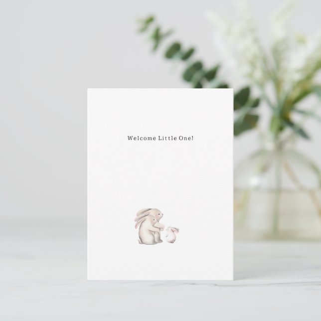 Postale Carte de vœux de lapins à l'aquarelle mignons pour (Debout devant)