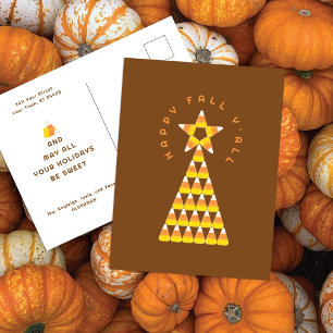 Postale Carte de vœux de l'automne à Noël Marron – Sapin d