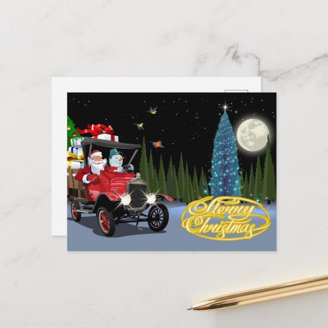 Postale Carte de voeux de Noël (Devant/Arrière en situation)