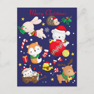 Postale Carte de vœux de Noël Animaux Mignons