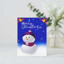 Carte de vœux de Noël avec bonhomme de neige migno