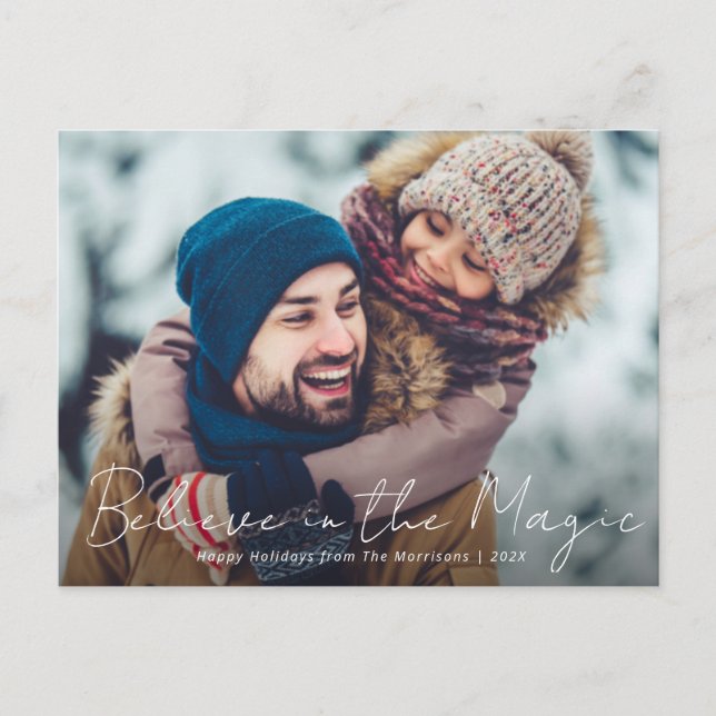 Postale carte de vœux de Noël avec photo de script mince (Devant)