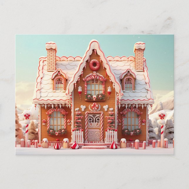 Postale Carte de voeux de Noël de la maison en pain d'épic (Devant)
