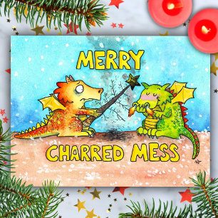 Postale Carte de vœux de Noël Dragon par Nicole Janes