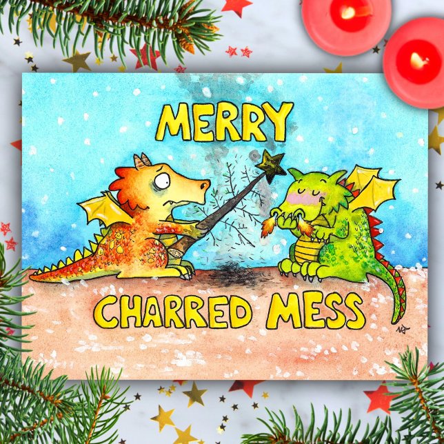 Postale Carte de vœux de Noël Dragon par Nicole Janes (Créateur téléchargé)